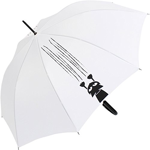 Stockschirm für Damen und Herren mit Automatik - Bedruckt Katzen und Krallen - weiß Cover