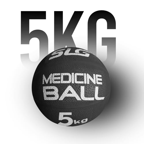 Image of SLG Rubber Medicine /Exercise Ball -Upper & Lower Body Exercises |Fitness Ball for Strength, Balance & Core Workouts| Material:Rubber(Black, 5 Kg)
