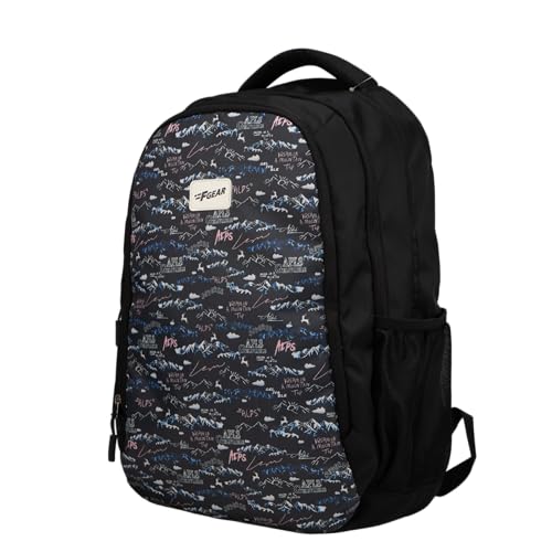 Image of F Gear Shinra Black 34L School Backpack|3 Compartments|Airflow Padded Back Panel|Lightweight, Durable & Comfortable with water Bottle Holders|Ideal for School, College, Office & Travel