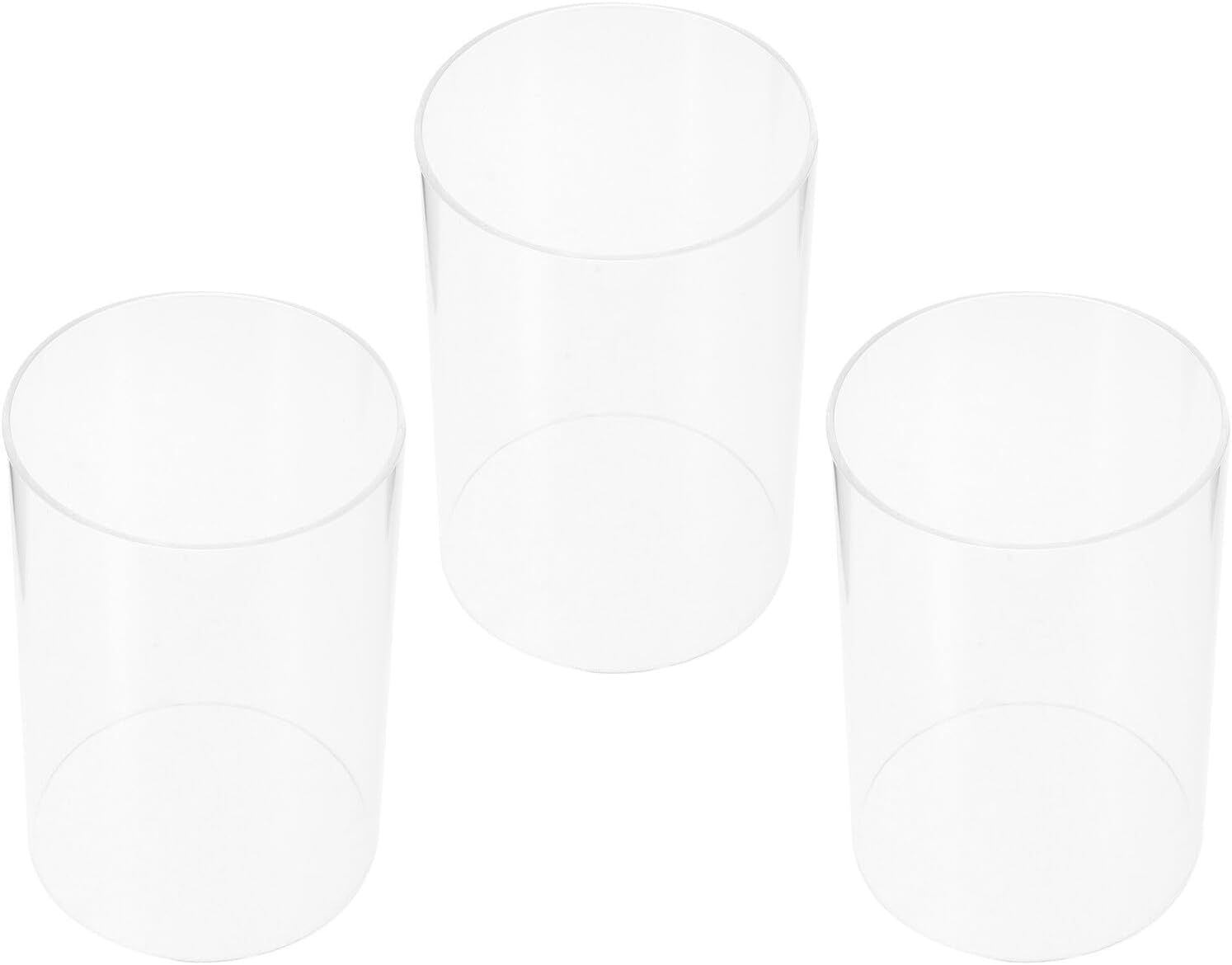 3pcs Glass Cylinder Chimney Candle Holders 10x15cm Hurricane Candle Tube Shades Windproof Glass Lampshade for Wedding and Home Décor