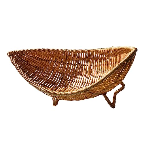 VINTORKY Rattan Fruit Bowl Woven Bread Basket Rattan Fruit Basket Bread Storage Basket Vegetable Tray Wicker Food Tray Food Trays Jugs Baskets Vegetable Storage Basket Plastic Rattan Coffee