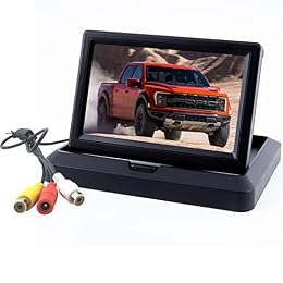 5 inch Foldable TFT LCD Backup Camera Monitor only Rear View Reverse Display Screen, V1/V2 Two Video Input, 12V/24V Vehicle Backup Camera Display for Car Backup Van Truck