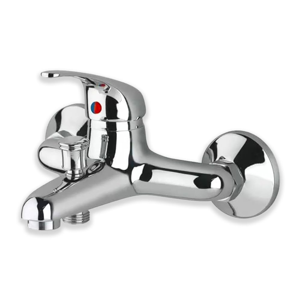 Rubinetto Miscelatore Cromato per Vasca da Bagno, Rubinetto a Parete in Acciaio Inox
