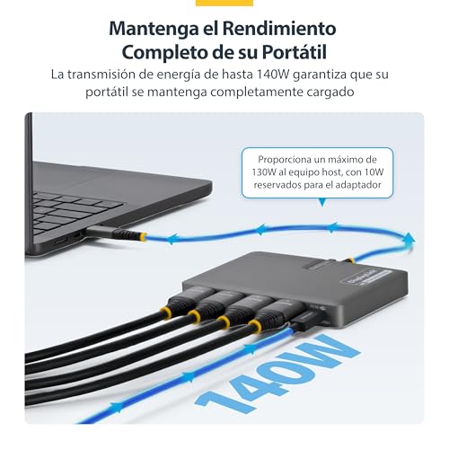 Base de conexión USB-C a 4 HDMI 4K60 DisplayLink multipantalla Thunderbolt USB4 4