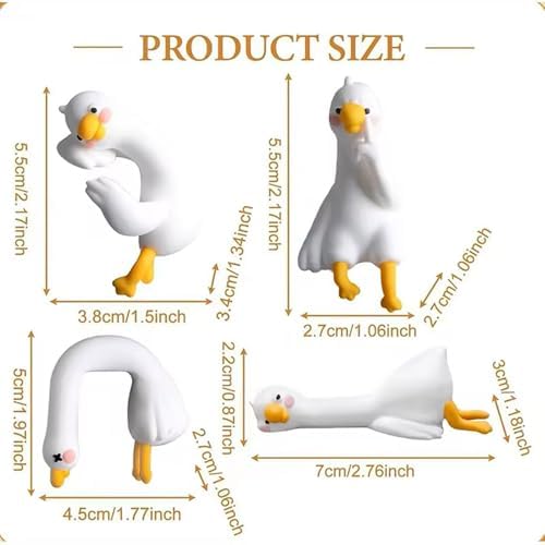 Z-oneMart 4PCS So Tired Lazy Duck Mini Desk Decor, Resin Goose Figurine Computer Monitor Decor, Lazy Goose Computer Decorations, Cute Duck Statues for Office Desk, Car Dashboard,Funny Desk