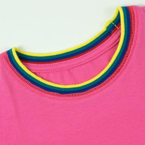 Image of HILEELANG Little Girl Short Sleeve Dress Easter Cotton Casual Applique Tunic Shirt Dresses