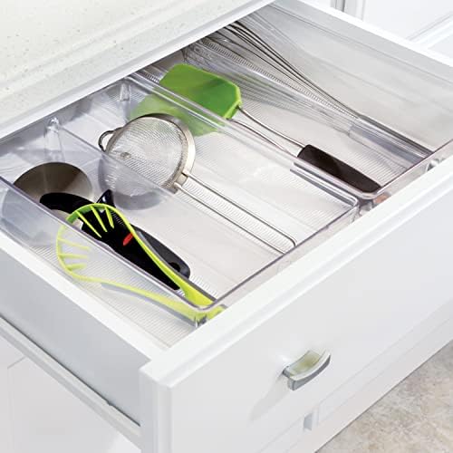 iDesign 52690 Linus Cutlery Tray for Silverware, Extra-Long Kitchen Accessories for Storage and Organising, Made of Durable Plastic, Clear, 15 x 38 x 5 cm