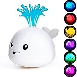 Baby Bath Toys, Water Spraying Whale Squirt Toy, Light Up Bath Toys, Induction Water Spraying, Bathtub Shower Pool Bathroom Toy for Kids Toddlers 1-3 Infant Water Toys