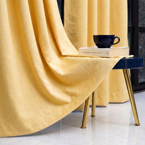 Image of IVAZA Velvet Fabric Emboss Door Curtains 8 Feet Set of 2| Panel Thick Curtains for Home and Office Decor | Eyelet Grommet Bohemian Curtains for Living Room Kitchen Hall, (4x8 Ft, Wine