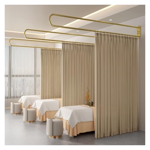 Cortina divisoria de habitación, barra de soporte en forma de U para salones de belleza, diseño semitransparente para sala de estar y comedor