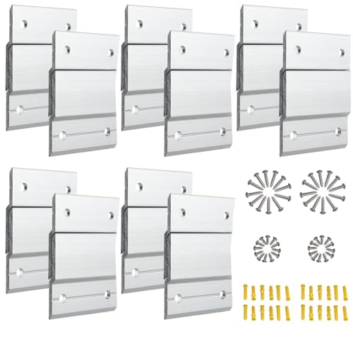 Image of 10 Pairs 2 Inch French Cleat Hanger, Heavy Duty Metal Picture Hanger Z Bar Wall Mount Picture Hanger for Hanging Picture Ledges Mirrors (Silver)