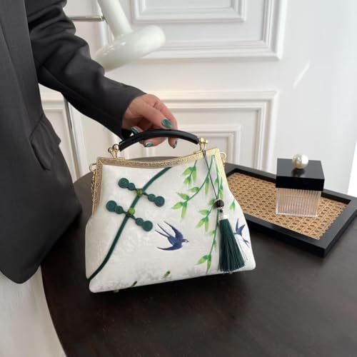 Women's Chinese cheongsam printed handbag, embroidered chain retro diagonal cross bag, dinner and wedding gifts4