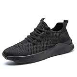 GLYGML Mens Slip On Sport Running Walking Sneakers Non Slip Lightweight Breathable Knitted mesh Shoes Outdoor Working Casual for Men Black US 6.5