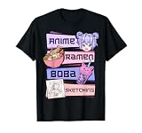 Anime Girl Ramen Boba Tea Bubble Tea Sketching T-Shirt