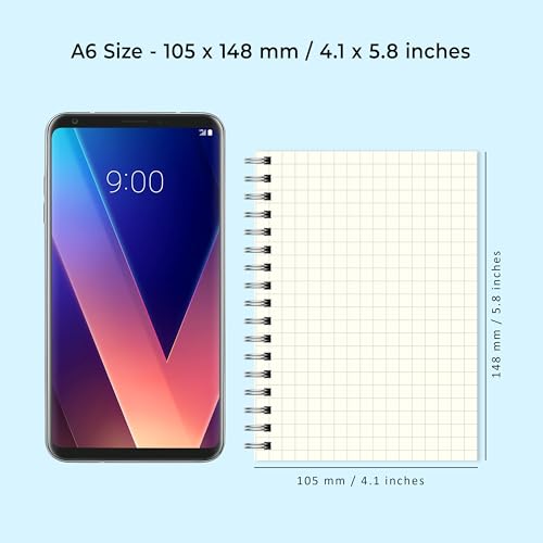 Image of PaperO A6 Square Grid Notebook Pack of 3 | 100 GSM Natural Shade Paper | 5mm Graph Pages | 100 Pages | 4.1 x 5.8 Inch Compact Size | Acid-Free Paper | Durable Binding | Transparent Cover | Ideal for Notes, Math & Sketching