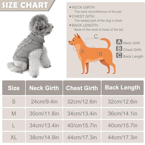FWLWTWSS Hundepullover, Winter Warmer Hundepullover Kleine Hunde Rollkragen Strickpullover Hunde Pullover Weich Hundepulli Hundekostüm Hundebekleidung für Kleine Mittelgroße Hunde und Katzen Large
