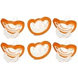 RaZbaby Jollypop Pacifier for Newborns & Up, USA Made, Natural Shaped Orthodontic Binky, Lovingly Shared in NICUs & Hospitals Worldwide, Medical-Grade 100% BPA-Free - 0-3 Months, 6 Pack - Orange