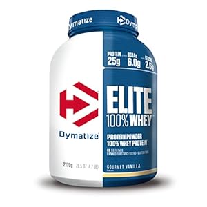Dymatize Elite 100% Whey Gourmet Vanilla 2170g – High Protein Low Sugar Powder + Whey Protein and BCAAs