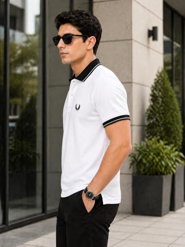 Image of Mens Pique Polo T-Shirt | Cotton Rich, Smart Fit Polo with Embroidered Logo | Casual & Sports Wear | Polo T-Shirt for Men