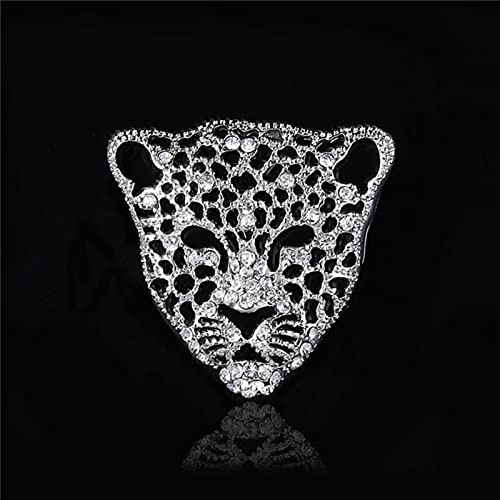 Charme Strass Rétro Creux Tête De Léopard Broches pour Homme Bijoux De Mode Luxueux Mâle Veste Ornements