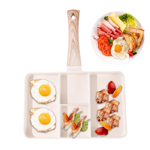 Poêle à petit-déjeuner divisée en sections – Poêle de cuisson à plusieurs compartiments, poêle à frire antiadhésive pour pocher les œufs | Poêle carrée pour œufs, poêle à pocher pour les repas de fami