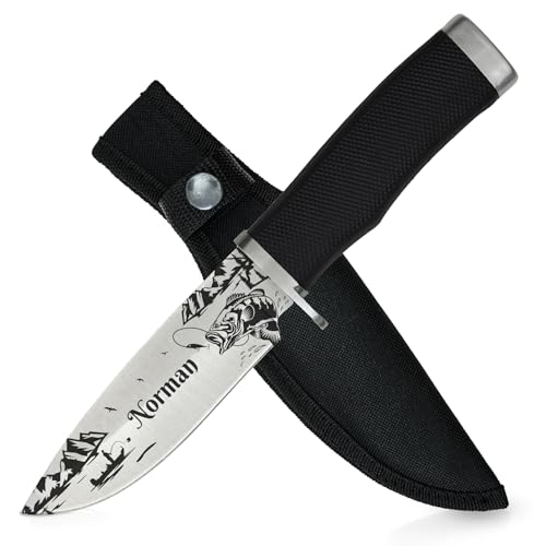 WOLFSARTIG Angelmesser mit Namen – Geschenke für Angler – Geburtstag, Vatertag, Weihnachten – personalisierbares Messer für Männer (ohne...
