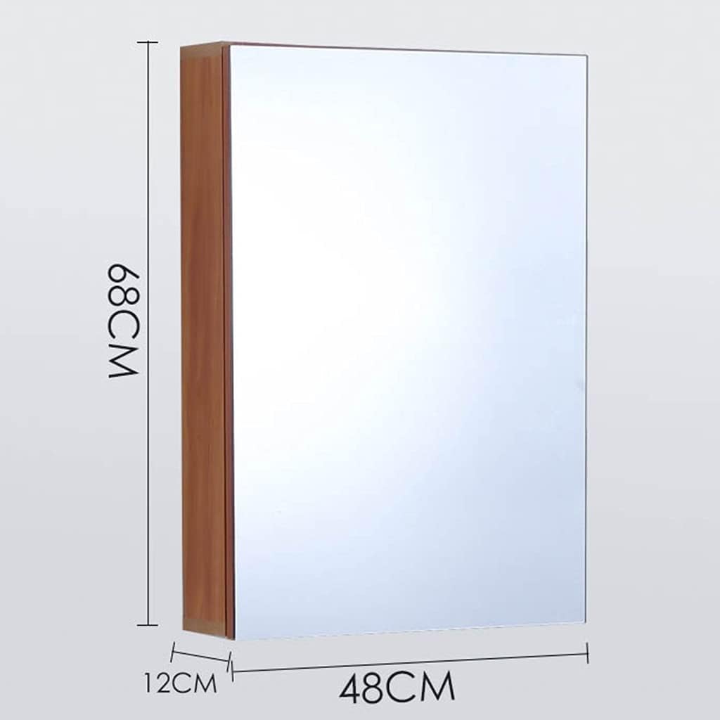 Bathroom Mirror Cabinets Toilet Space Bathroom Aluminum Wall Mounted Bathroom Mirror with Storage Cabinet (Color : Brown, Size : 48 * 12 * 68CM)
