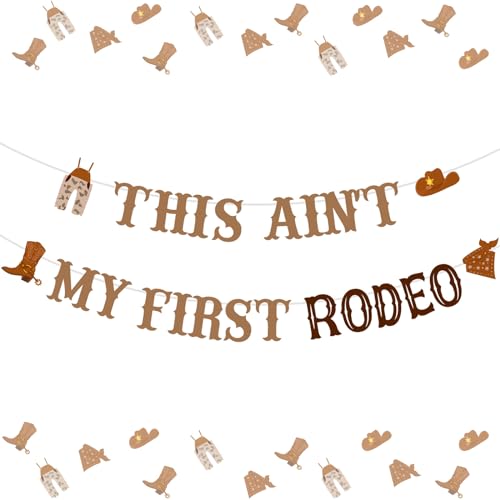 Western 2nd Birthday Party Decorations - This Ain't My First Rodeo Banner, Western Cowboy Cowgirl 2nd Rodeo Theme Party Decorations, Wild West Its My Second Birthday Party Supplies