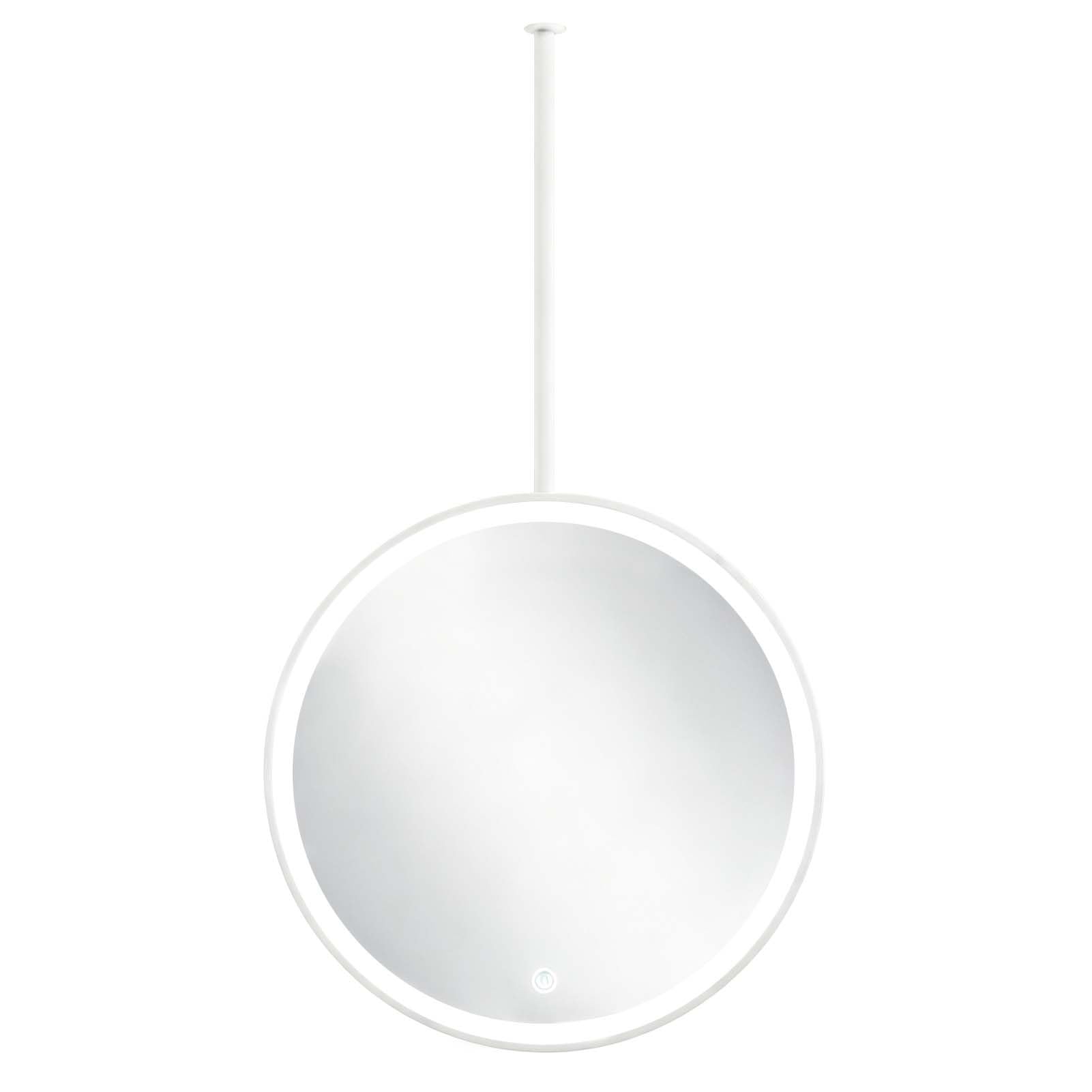 FGXHHS LED Ceiling Hanging Mirrors with Lights, Dimmable Wall-mounted Vanity Mirror Decorative Suspended for Bathroom Bedroom Living Room Cloakroom Entryway(White,Diameter-50CM/19.7INCH)