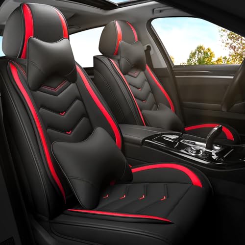 Image of ADERN Car Seat Covers for Jeep Wrangler 2000-2026, Premium Nappa Leather Car Seat Cover, Stylish Sport Seat Covers， Automobile Seat Cover Sets.(Luxury 2 Seats /Black Red)