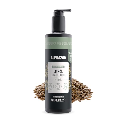 alphazoo Premium Leinöl für Hunde 500ml – Kaltgepresstes Omega‑3 & Omega‑6 Hundefettöl zur Fellpflege & Verdauungsförderung