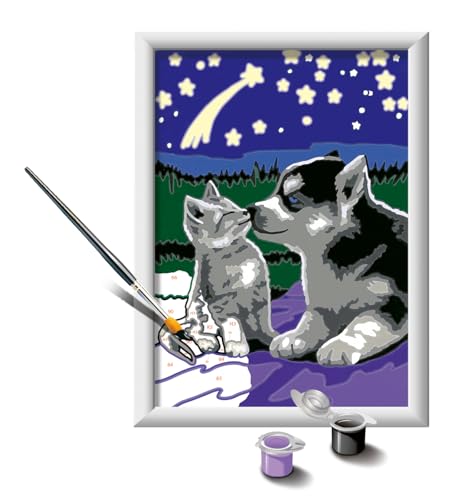 Peinture Par Numéros Ravensburger 25659 – Kit Complet Chiot Husky et Chaton - vue 5
