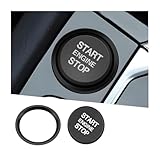 Mandark Car Engine Start Stop Push Botton Cover, Alumninum Vehicle Key Ignition Switch Knob Protector with Metal Ring Decal, Auto Decor Accessories Compatiable with A4 LA5 A6 LA7 Q5 Q7（Black）