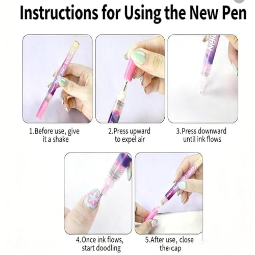 Image of 12 Colors Nail Art Pens Set, 0.5MM Fine Tip Water-Based Nail Painting Pens, Waterproof Quick-Drying Nail Art Markers for Women Girls DIY Home Salon Manicure Design