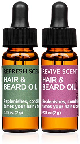 Travel Size Natural Beard Oil Set, Natural Beard Oil With Argan Oil and Essential Oils, Beard Care, Smells Amazing, 2 vials, 0.25 ounce each No Paraben