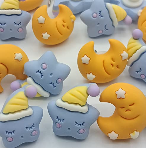 Afagarly Push Pins, 20 Pcs Thumb Tacks For Cork Board Creative Drawing Pin Cute Sleep Moon Star Resin Decorative Tracks Diy Sharp Pins For Bulletin Board Wall Map Calendar Photo Memo Office Supplies #TOP2