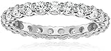 Platinum-Plated Sterling Silver All-Around Band Ring set with Round Swarovski Zirconia (2 cttw), Size 9
