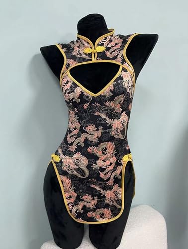 Image of Alrovetoney Sexy Lingerie Fantasy Costume Sexy Series Printed Cut-Out Slit Women's Costume Red S-XXL