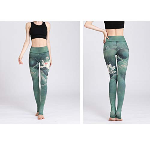 KESYOO 1 par de leggings estampadas para treino, calças de cintura alta, esportivas, costura respirá
