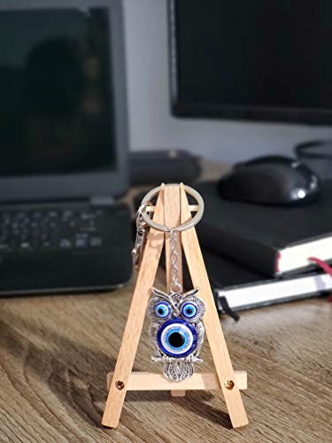 Bravo Team Lucky Owl And Evil Eye Keychain W/Clasp Lock - Sign Of Good Luck & Blessing - Cute Charm For Home Keys - Office Bag Decorative Things & Accessories - Car Ornaments For Rear View Mirror #TOP4