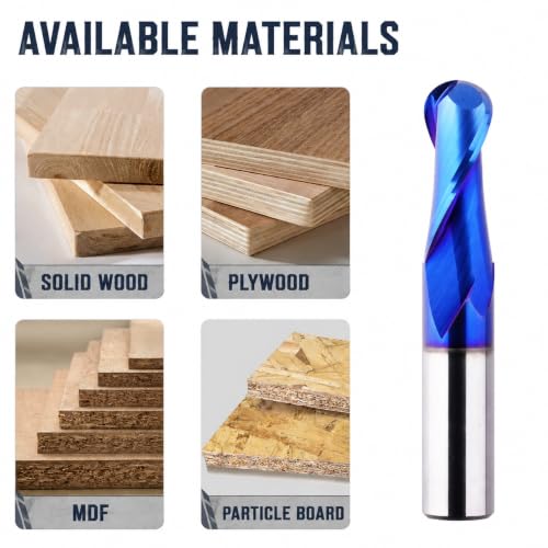 Image of 1 /2 inch Shank Ball Nose End Mill CNC Router Bits Carbide Spiral Milling Tool