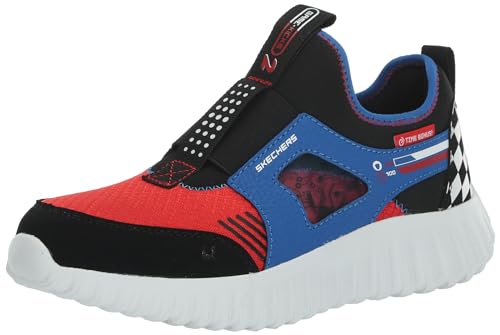 Skechers Boys Sneaker, Blue Synthetic/Red Textile/Multi Trim, 43...