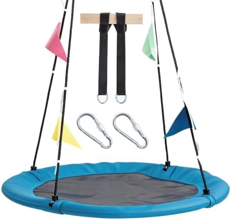OLIXIS 40 Inch Saucer Tree Swing for Kids and Adults, Blue