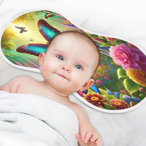 Butterflies Garden Yellow Baby Burp Cloths Soft Burp Cloth Burp Rags Cotton Burp Clothes Absorbent Muslin Burp Cloths for Newborn Girl Unisex Boy 1 Pack 22x11 Inches4