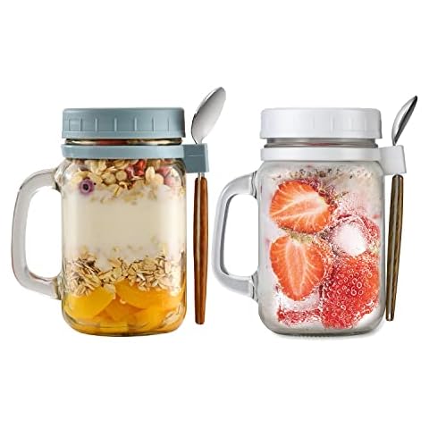 Hniuyun Overnight Oats Jars with Lids Cover