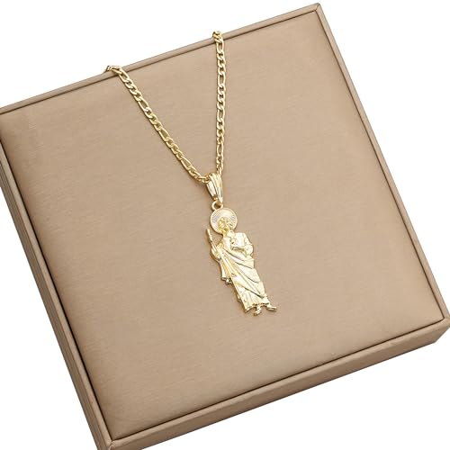 14K Gold Plated Saint Jude Pendant Necklace Religious Charm Jewelry San Judas Tadeo Medalla Cadena Oro Laminado3