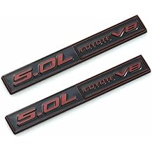 2Pc 5.0L Coyote V8 Emblems 3D Adhesive Badge V8 Engine Trim Fender Hook Trunk Decals Stickers Compatible for car Red Black
