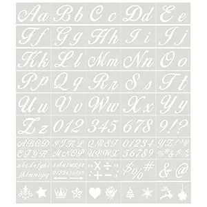 Honeytecs 45PCS Stencils Letter and Number Template Reusable Washable Alphabet Stencils Environment-Friendly PET Art Craft Templates for Painting On Wood Scrapbooking Fabric Wall Door Decor Home Sign