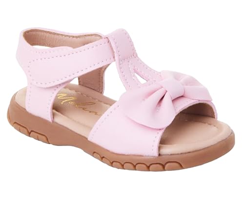 Girls T-Bar Bow Sandal Shoes, Bow-Knot Open Toe Summer Communion Sandals with Anti-Slip Sole