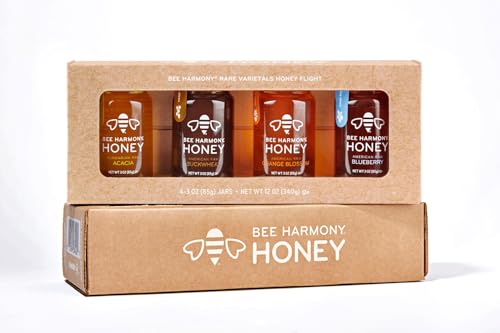 Bee Harmony Rare Varietals Honey Flight, Mini Honey Gift Set,